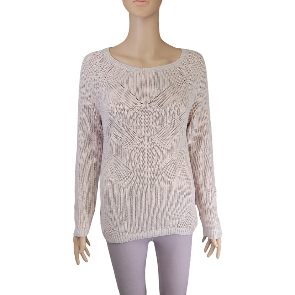 Christopher & Banks Womens Light Pink 100% Cotton Knitted Sweater Size‎ M